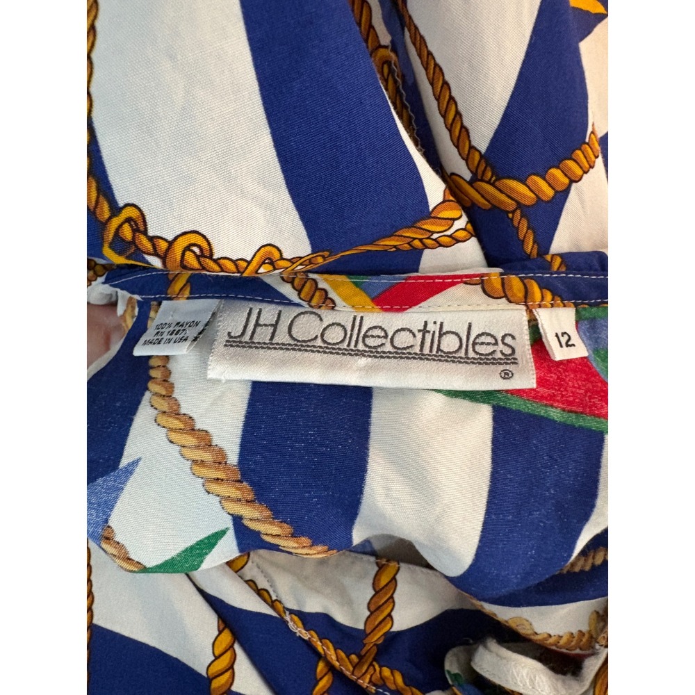JH Collectibles Vintage Nautical Scarf Top & Midi Skirt Set Blue White Stripe 12 - Picture 8 of 9